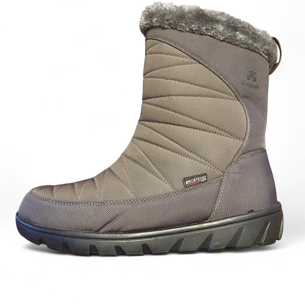 Kamik Hannahzip Women 11 Gray Waterproof Quilted Faux Fur Snow Boots NK2255N